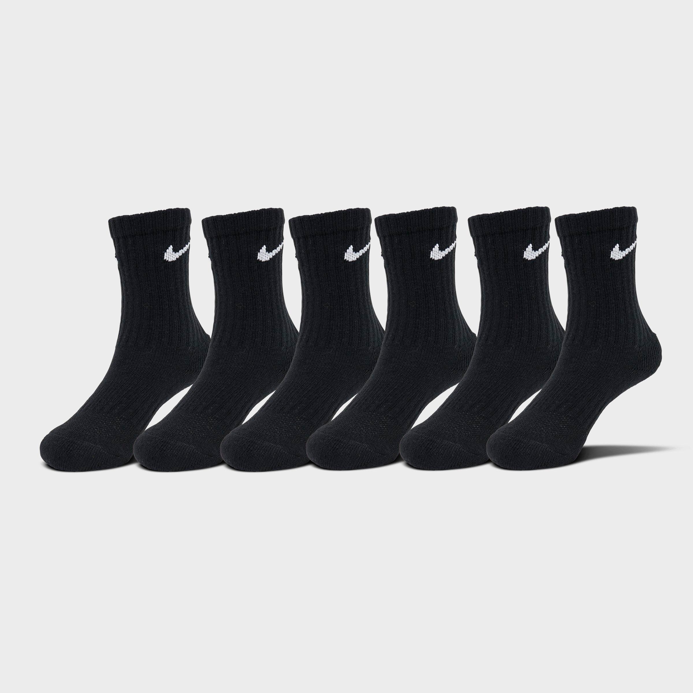 Nike Kids Toddler Dri-FIT Crew Socks (6-Pack) in Black Size: 4/5