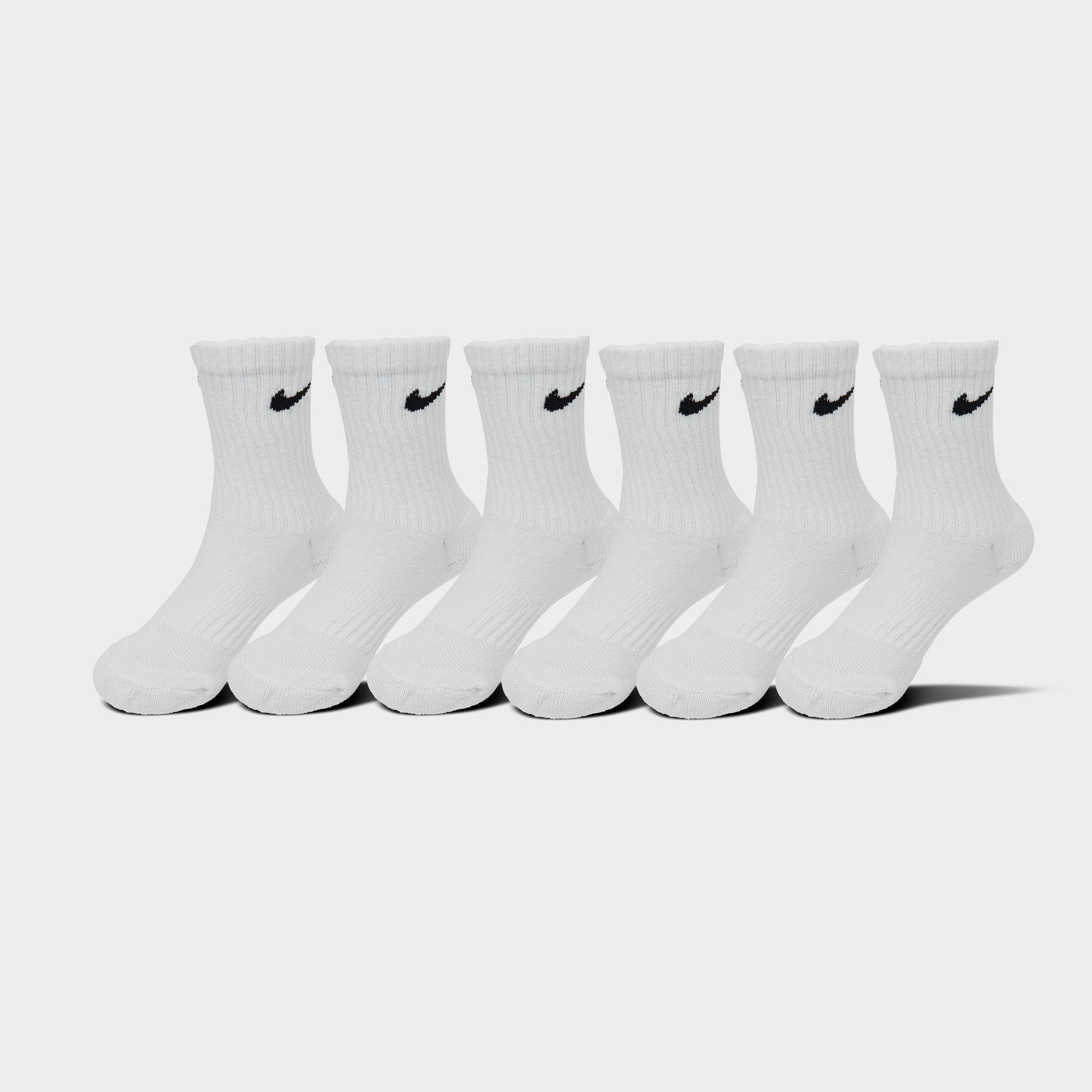Nike Kids Toddler Dri-FIT Crew Socks (6-Pack) in White Size: 4/5