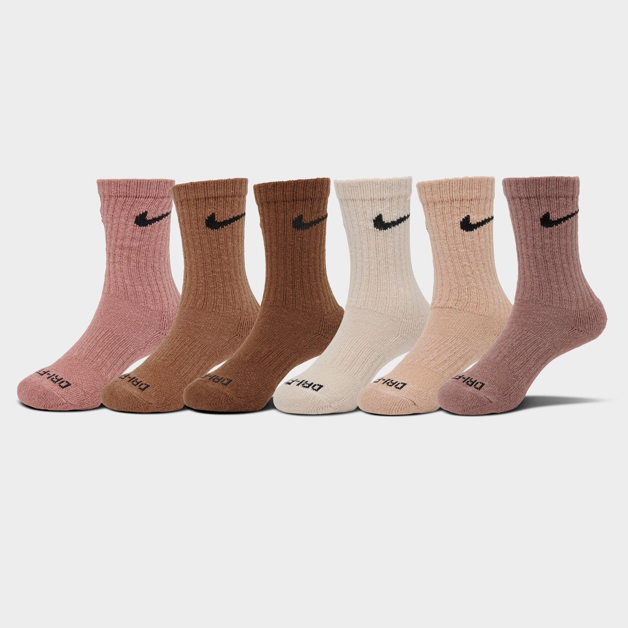Nike Kids Toddler Dri-FIT Crew Socks (6-Pack) in Pearl/Beige/Rose Size: 4/5