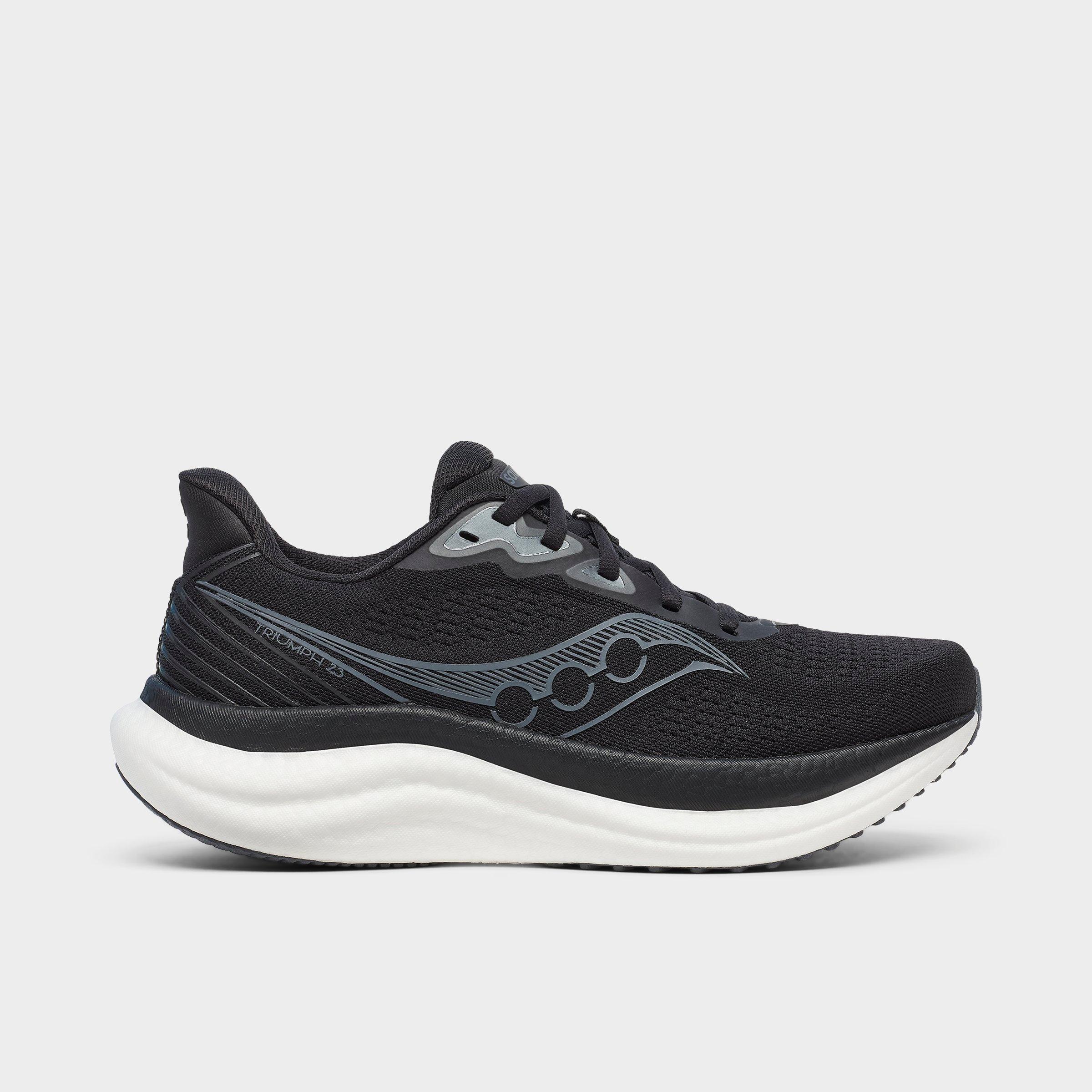 Saucony Women's Triumph 23 Running Shoes (Wide Width) in Black/White Size: 8.5