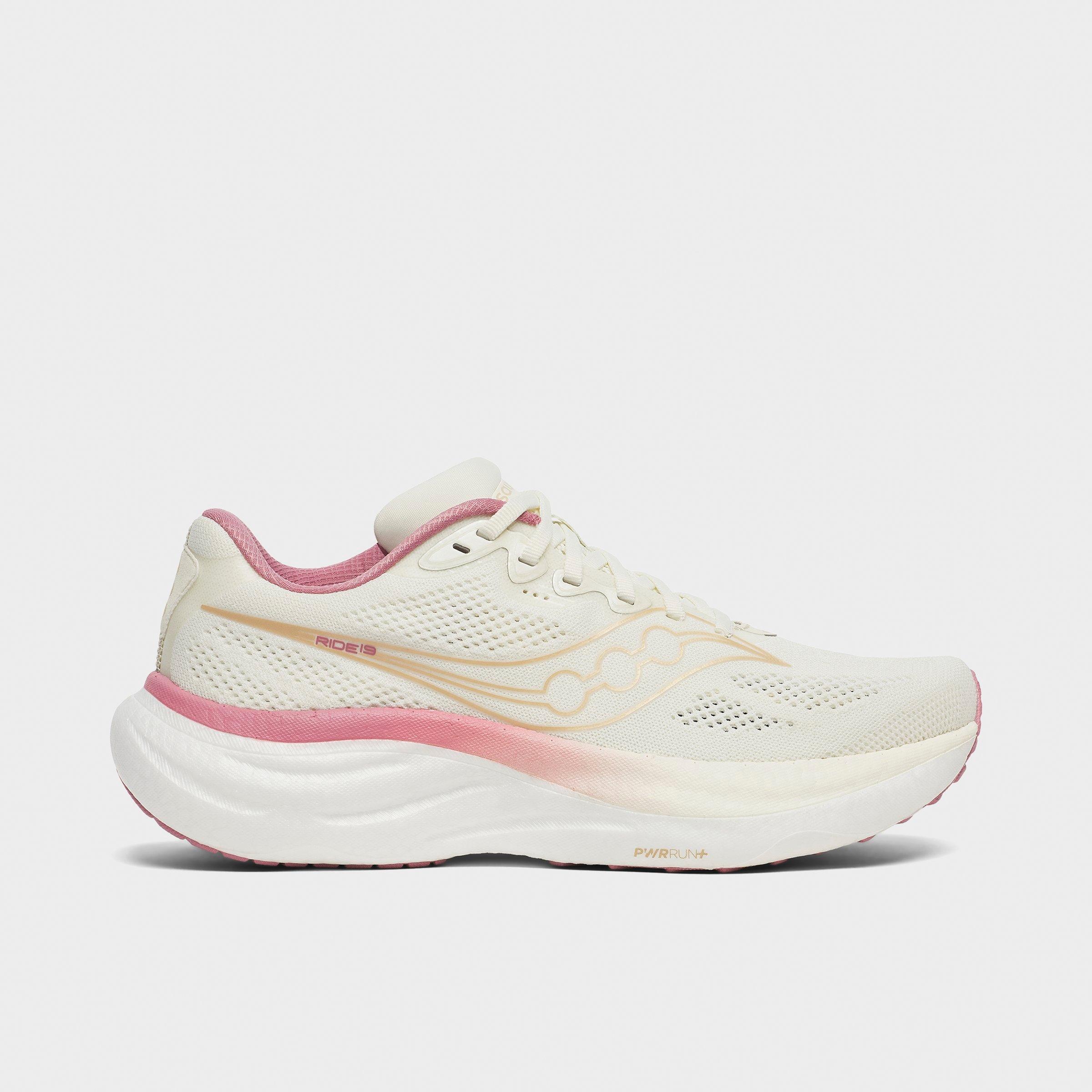 Saucony Women's Ride 19 Running Shoes in Vanilla/Mauve Size: 11.0