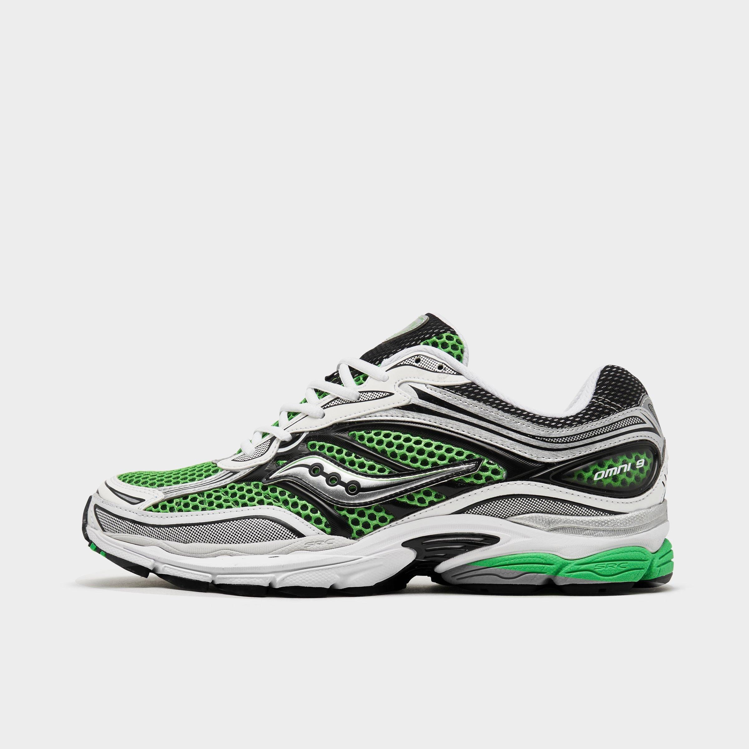 Saucony Men's ProGrid Omni 9 Casual Shoes in Green/Silver Size: 8.5