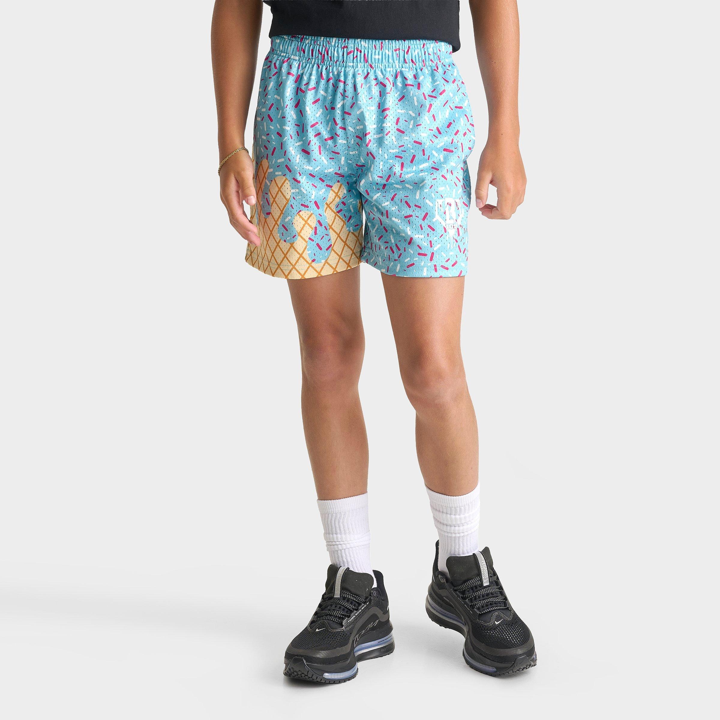 Baseball Lifestyle 101 Big Kids Ice Cream Mesh Shorts in Teal Size: Small