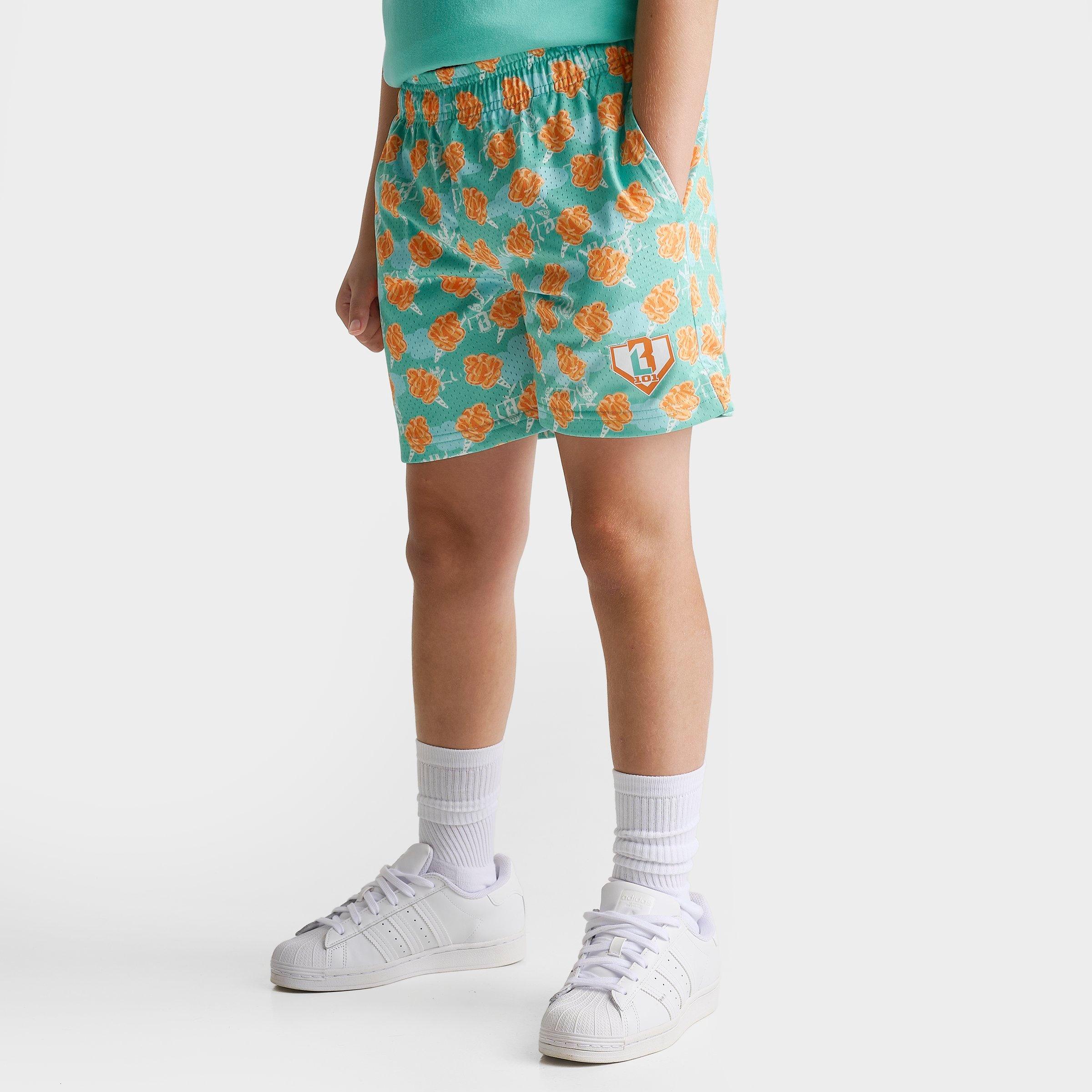 Baseball Lifestyle 101 Big Kids Home Run Sugar Mesh Shorts in Tangerine Freeze Size: XS