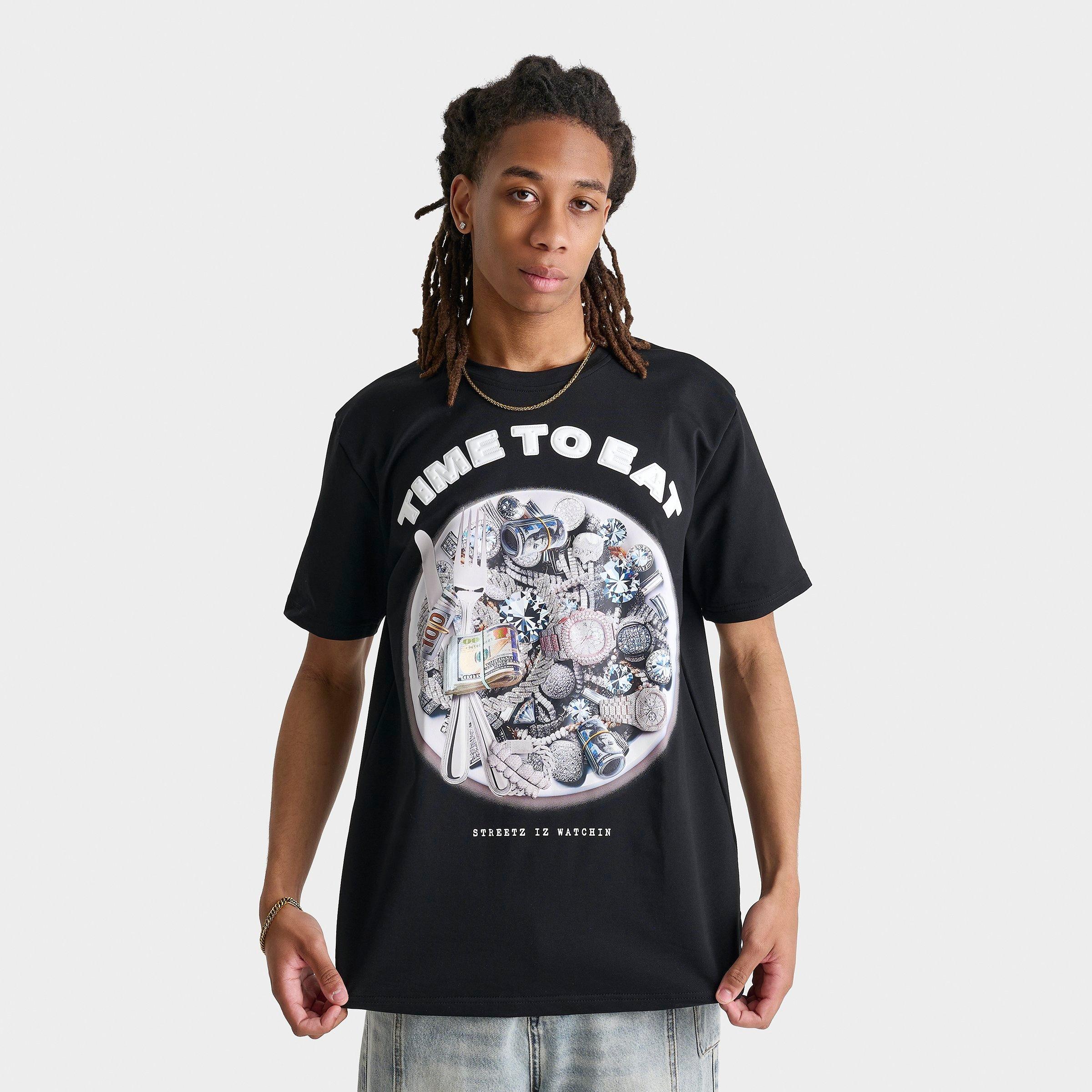 Streetz Iz Watchin Men's Time To Eat T-Shirt in Black Size: Small