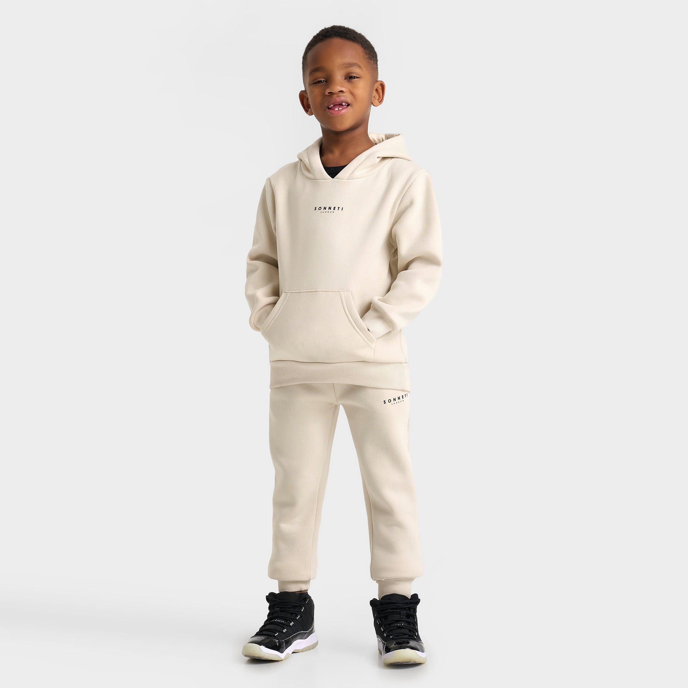 Sonneti Little Kids London Pullover Hoodie Set in Ancient Scroll Beige Size: 4