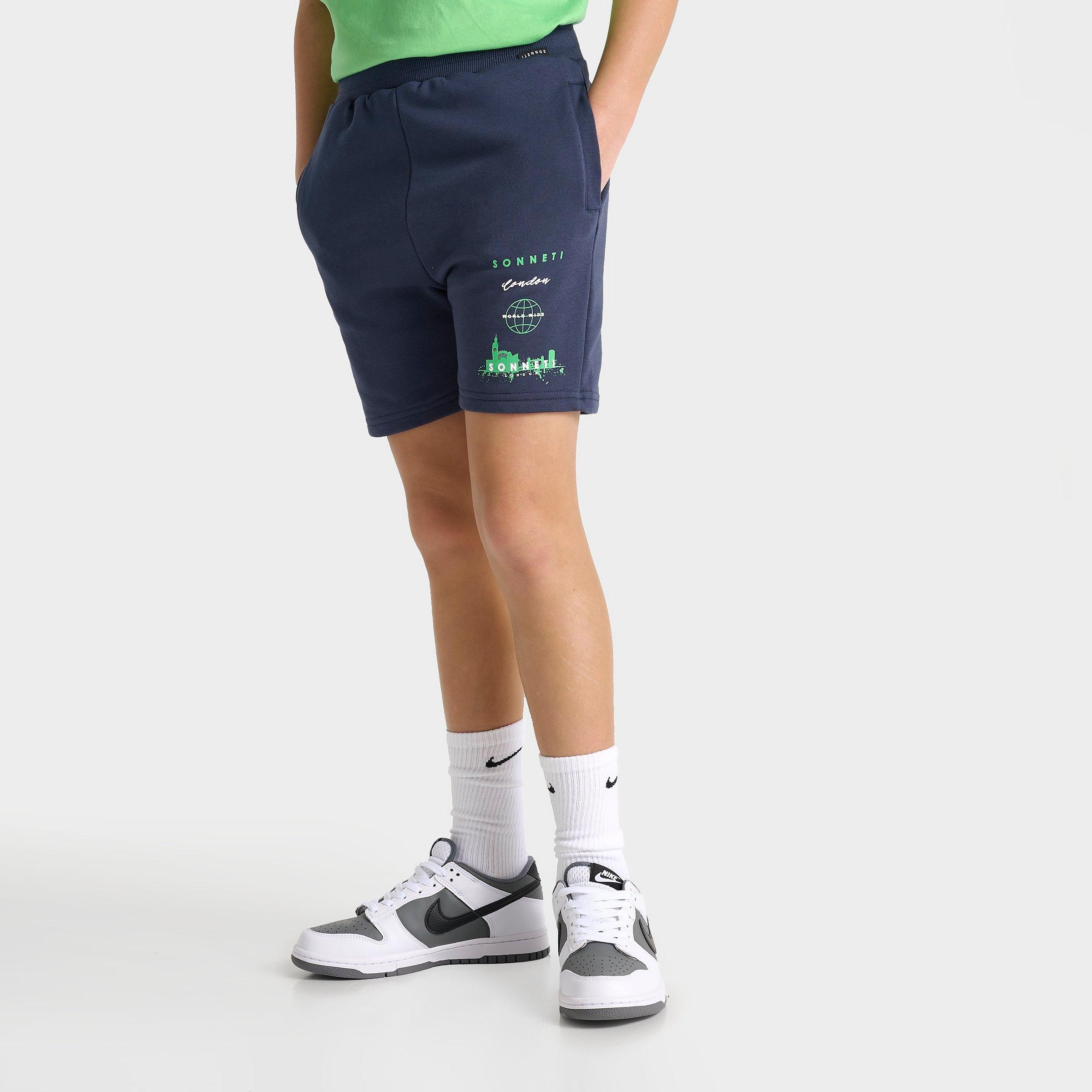 Sonneti Kids Stack Logo Shorts in Navy Size: Small