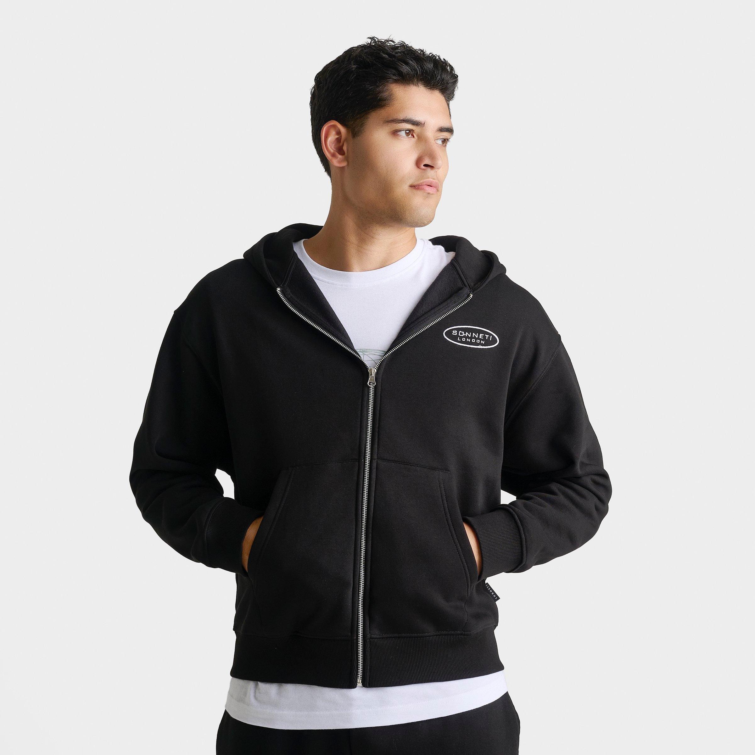 Sonneti Men's Oval Fleece Full-Zip Hoodie in Black/White Size: XL