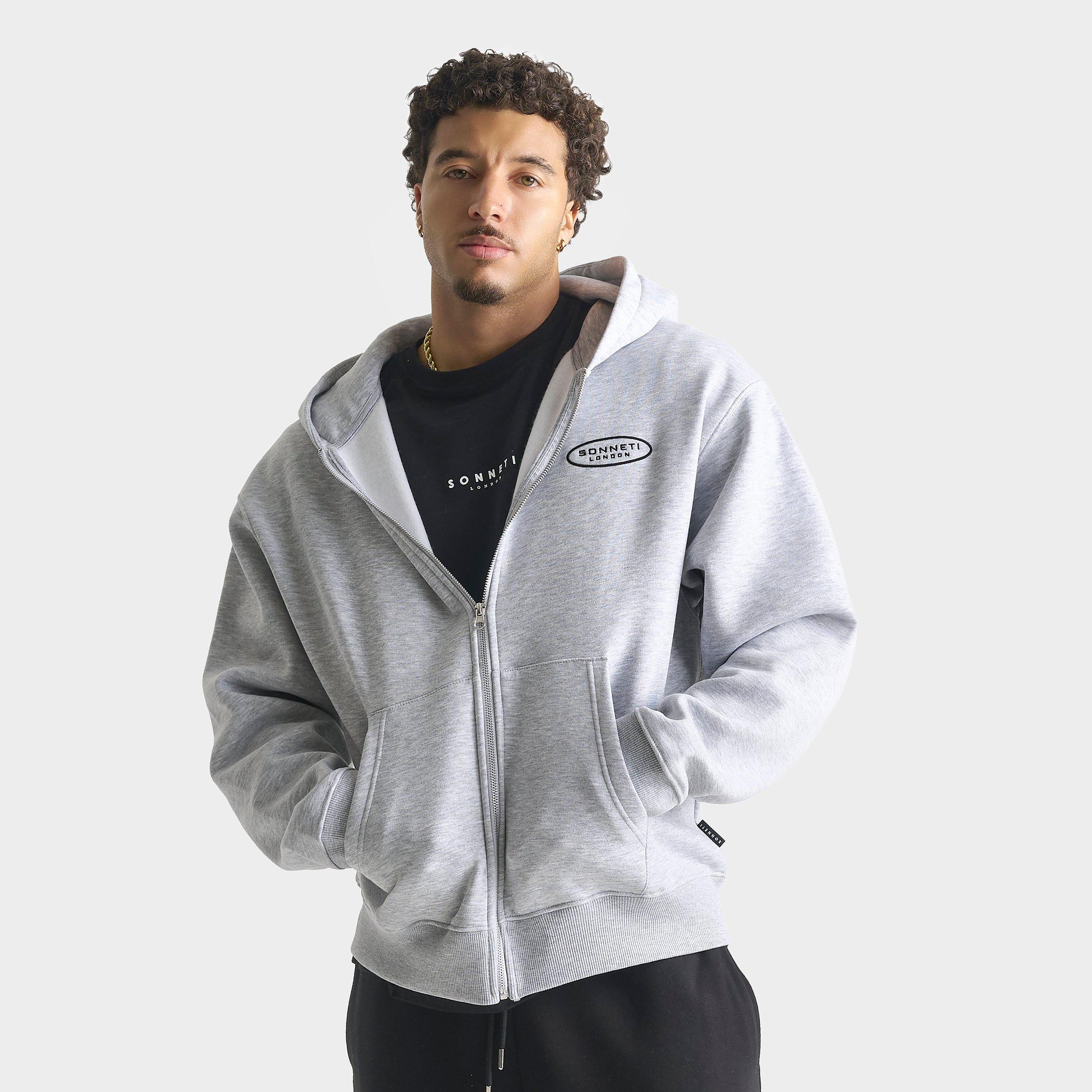 Sonneti Men's Oval Fleece Full-Zip Hoodie in Swish Grey Size: Small