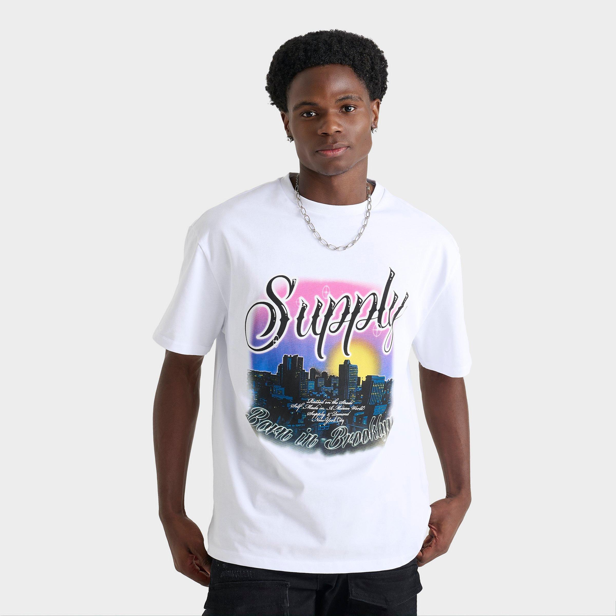 Supply & Demand Men's Brooklyn Airbrushed Graphic T-Shirt in White Size: Small