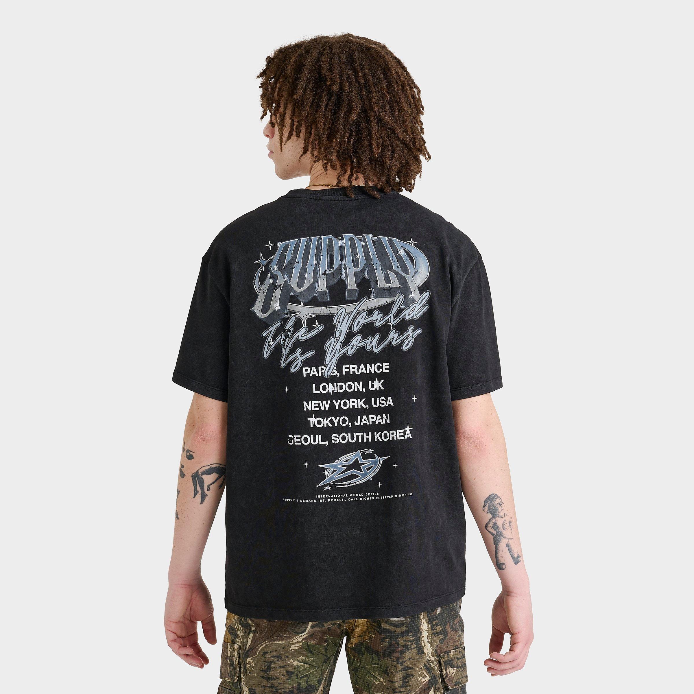 Supply & Demand Men's Chrome Star T-Shirt in Washed Black Size: Small