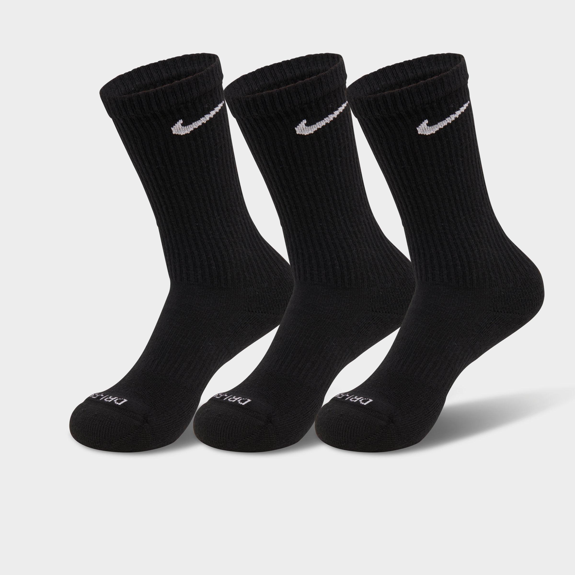 Nike Everyday Plus Cushioned Training Crew Socks (3-Pack) in Black/White Size: Small