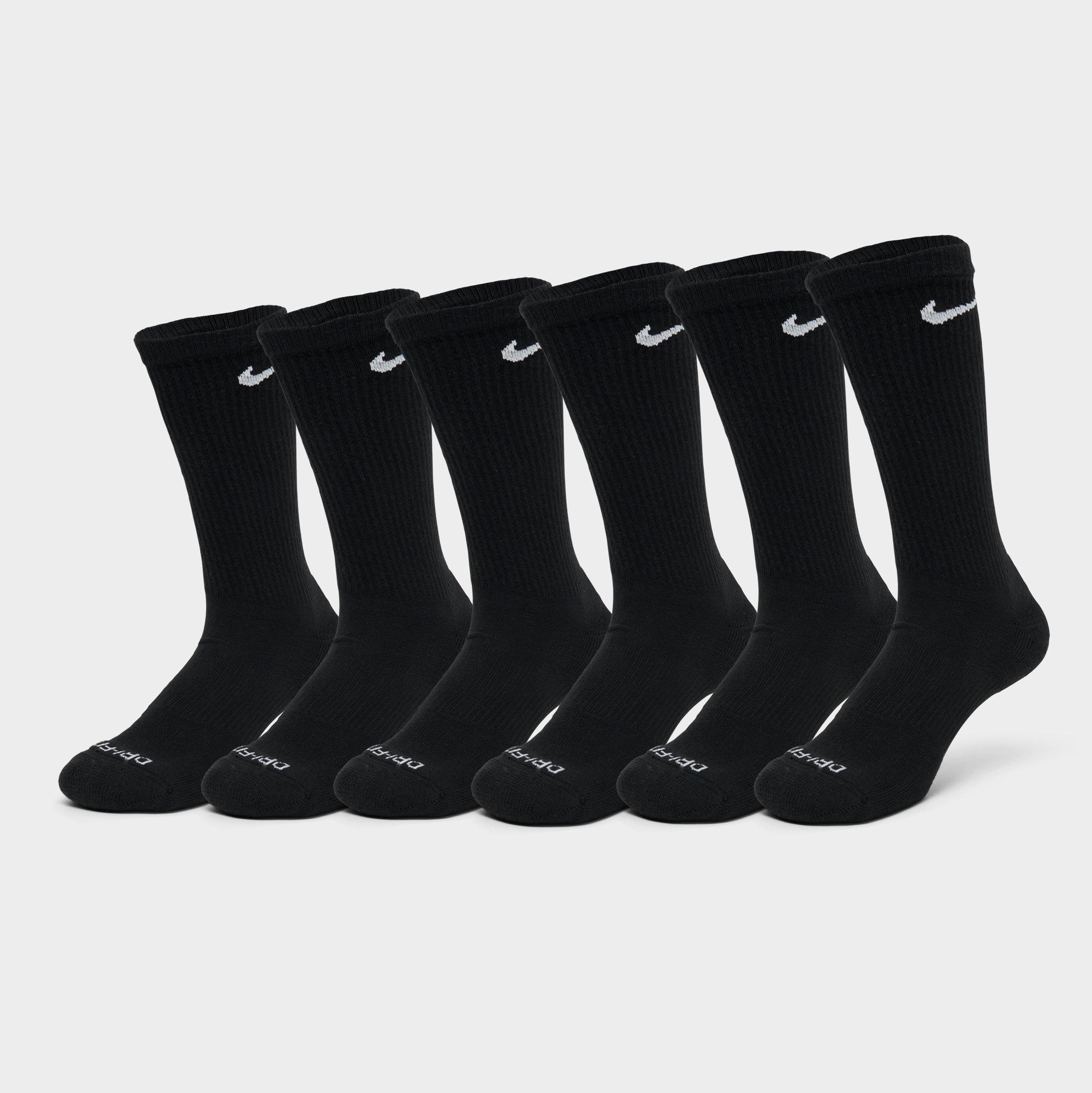 Nike Everyday Plus Cushioned Crew Training Socks (6-Pack) in Black/White Size: Medium