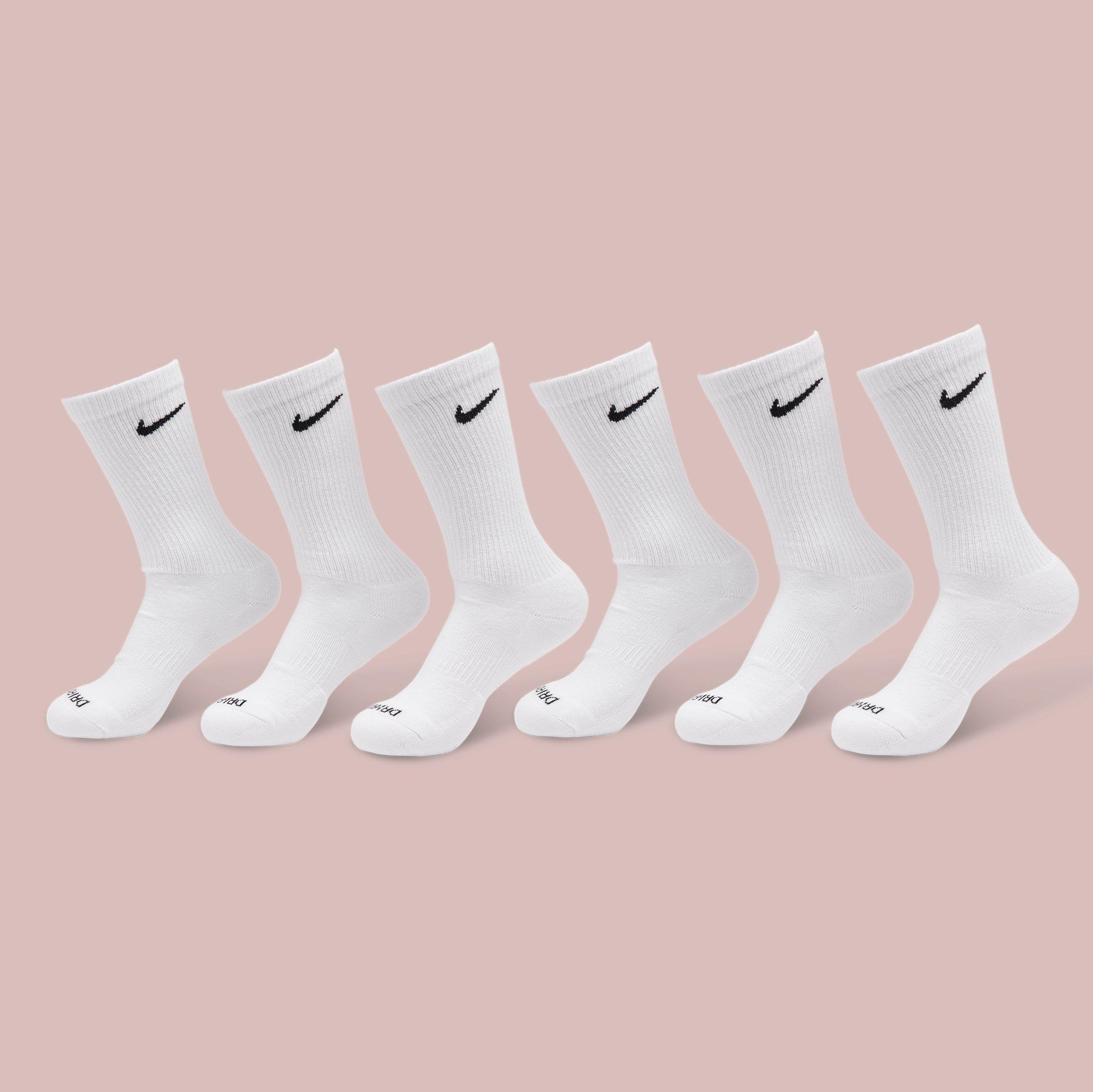 white and pink nike socks