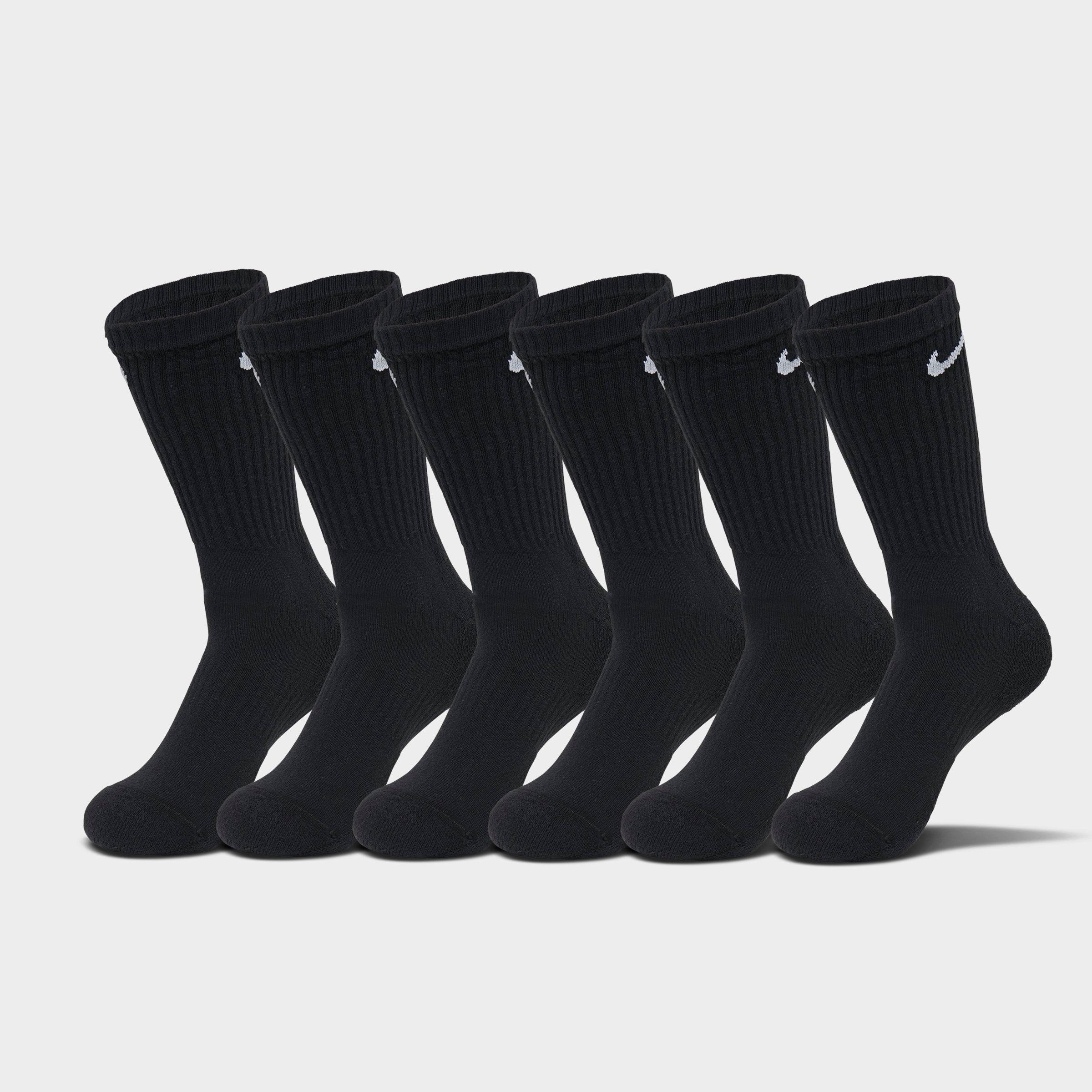 Nike Everyday Cushioned Training Crew Socks (6-Pack) in Black/White Size: Small