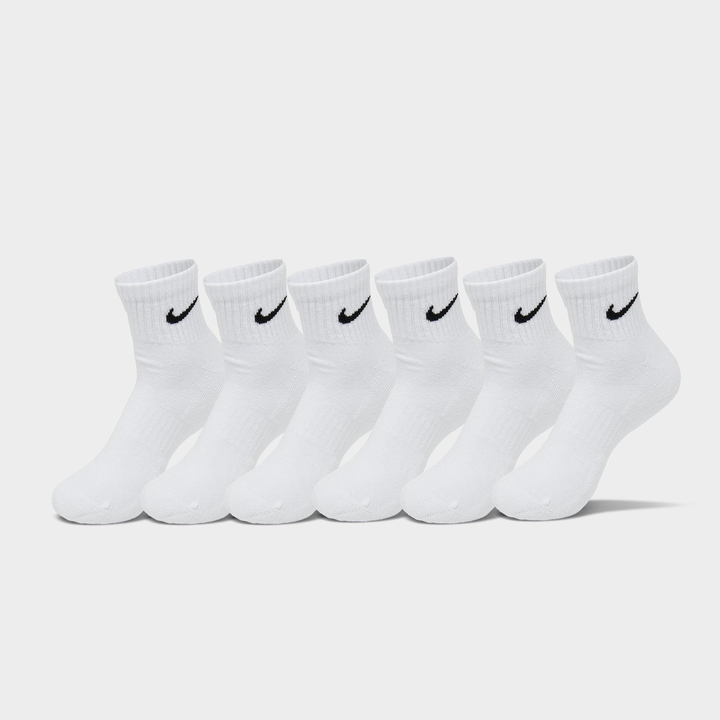 Nike Everyday Cushioned Training Ankle Socks (6-Pack) in White/Black Size: Large