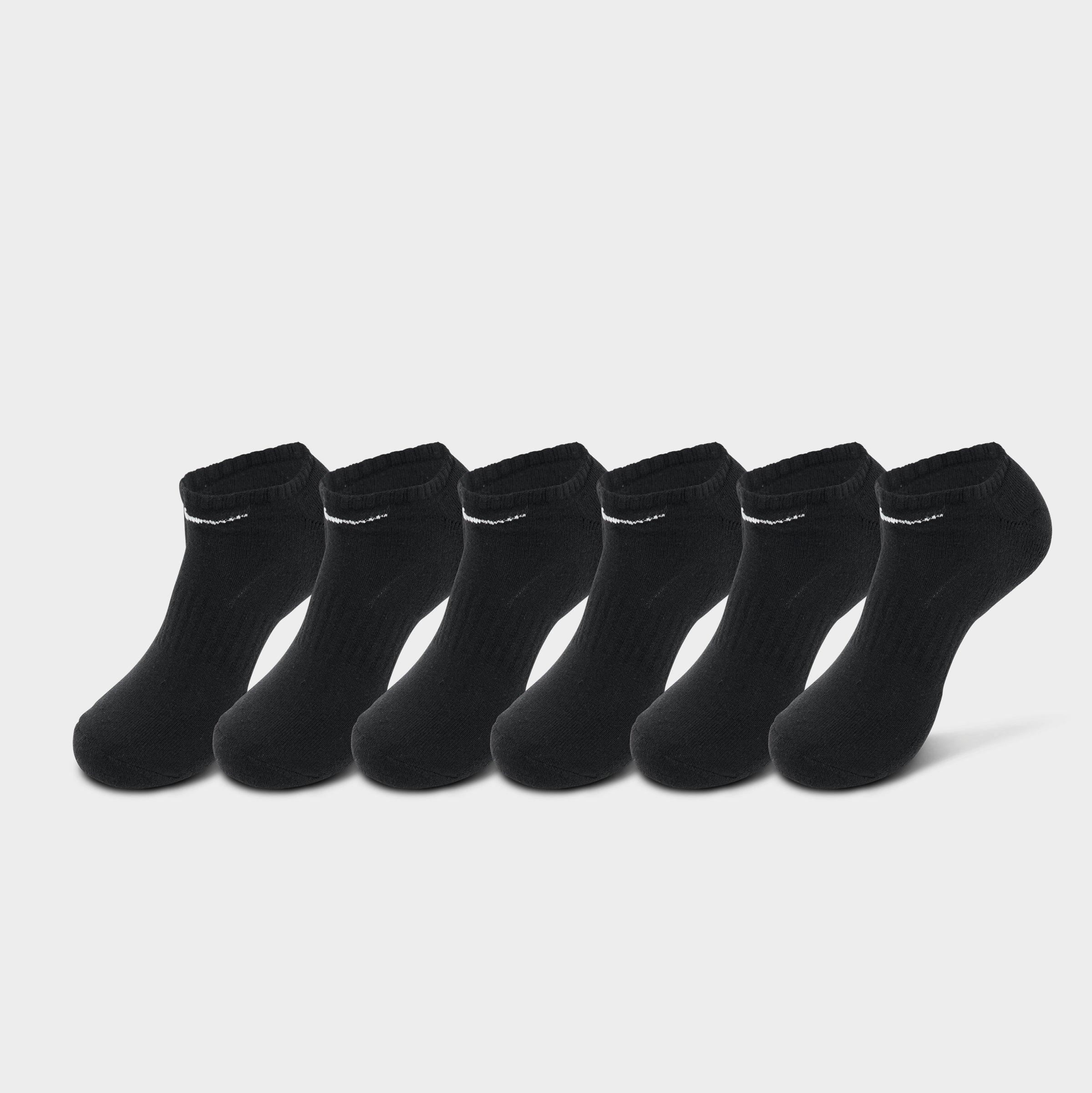 Nike Everyday Cushioned Training No-Show Socks (6-Pack) in Black/White Size: Medium