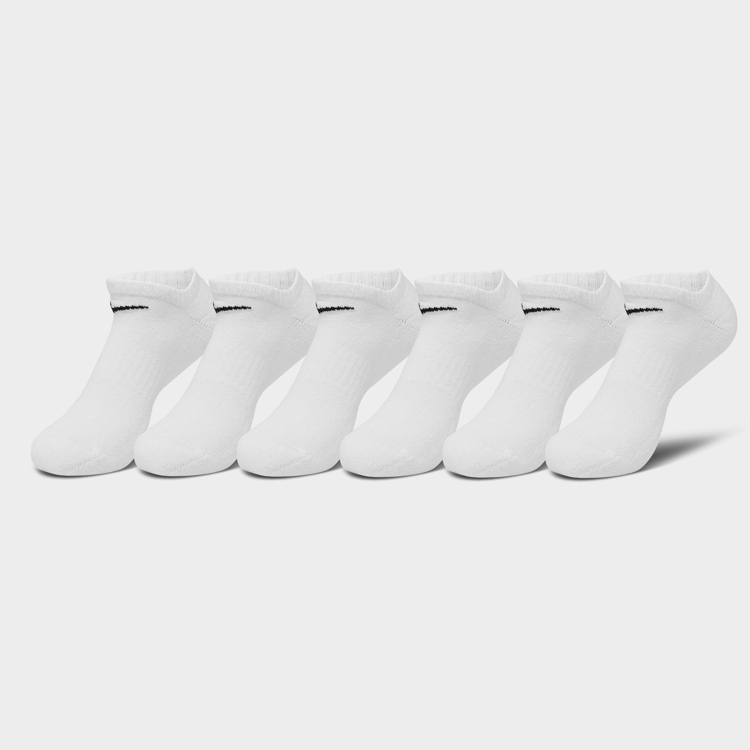 Nike Everyday Cushioned Training No-Show Socks (6-Pack) in White/Black Size: Large