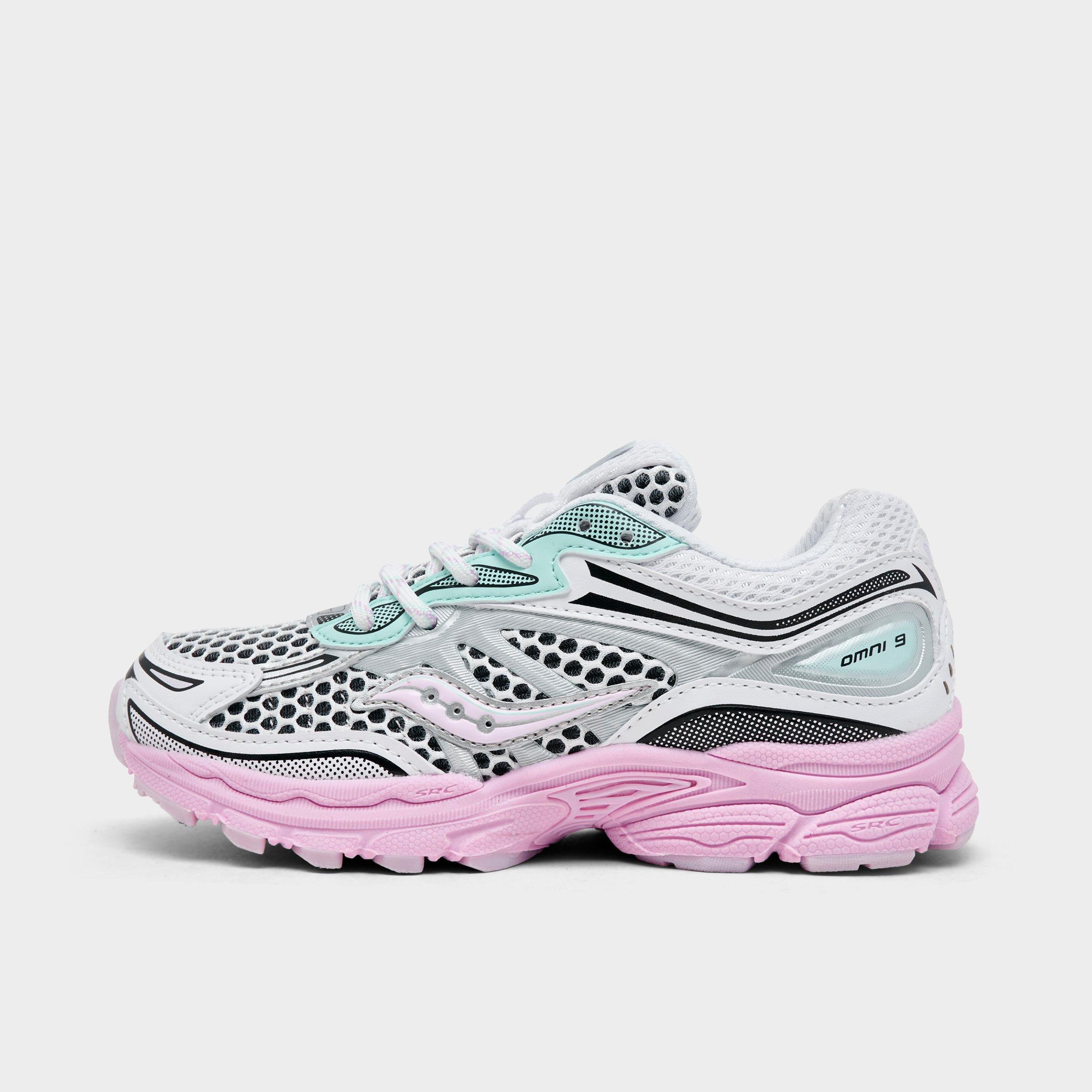 Saucony Girls Little Kids Omni 9 KDZ Casual Shoes in WHITE/LILAC Size: 1.0