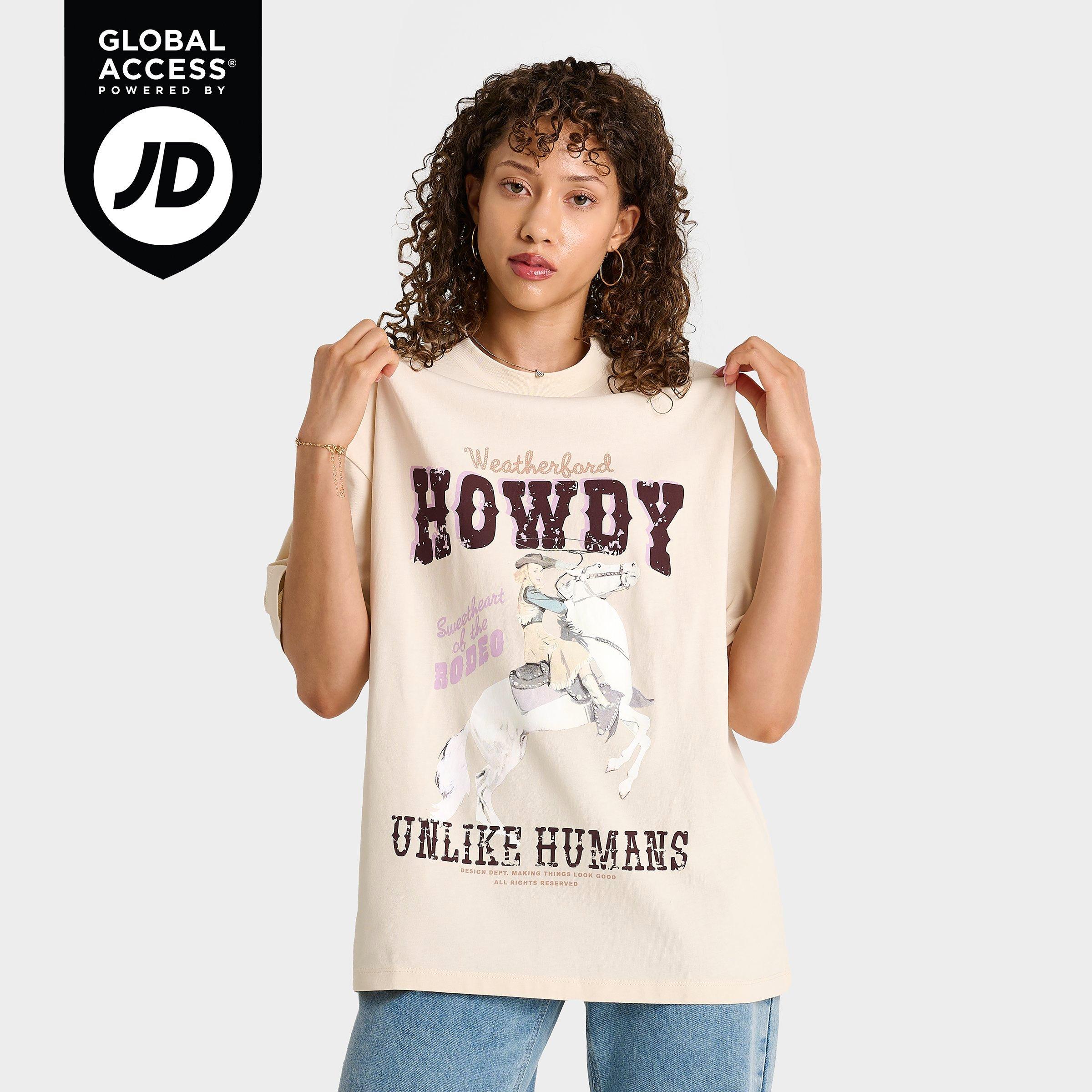 Unlike Humans Women's Howdy T-Shirt in Tofu Size: XS