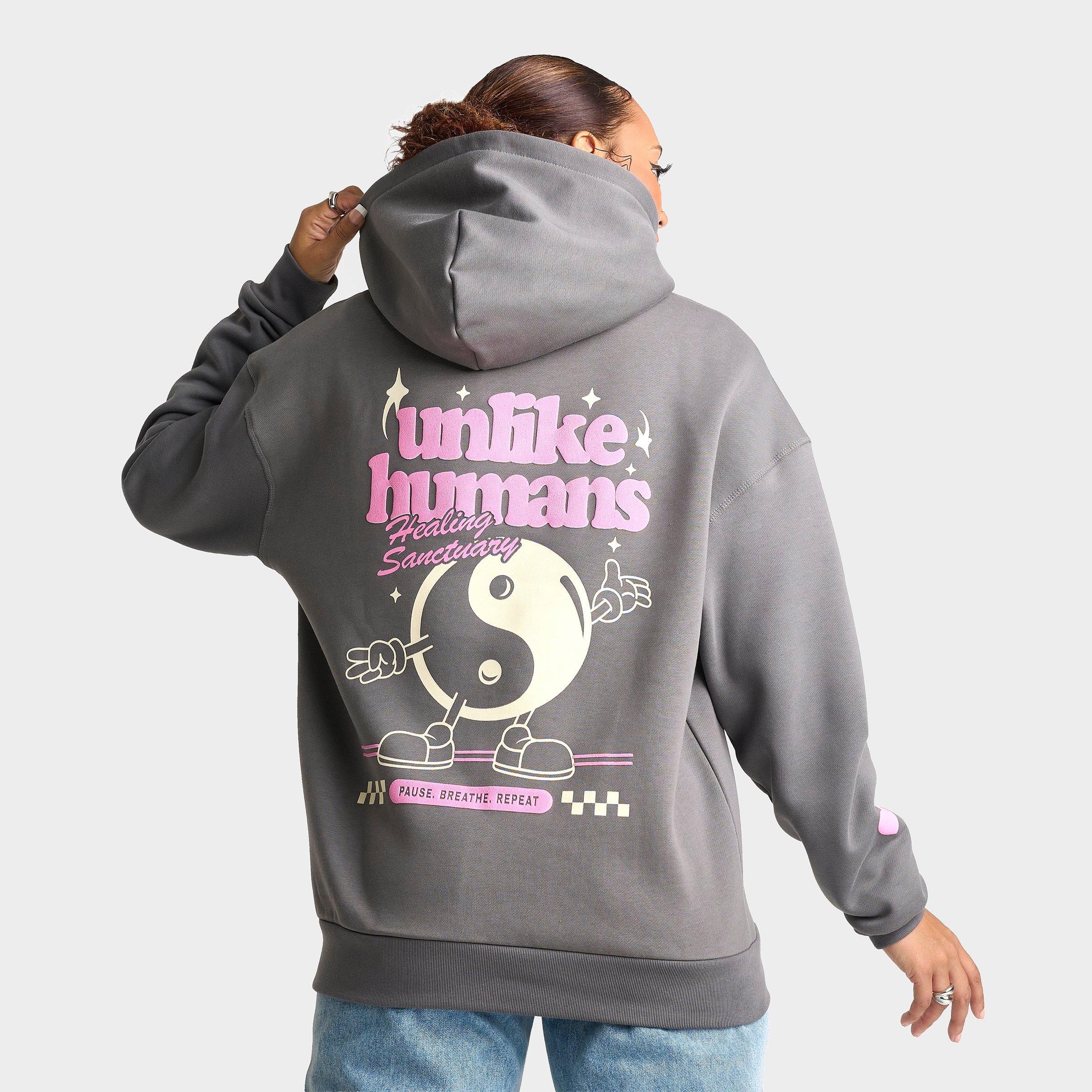 Unlike Humans Women's Yin Yang Hoodie in Charcoal Size: Large