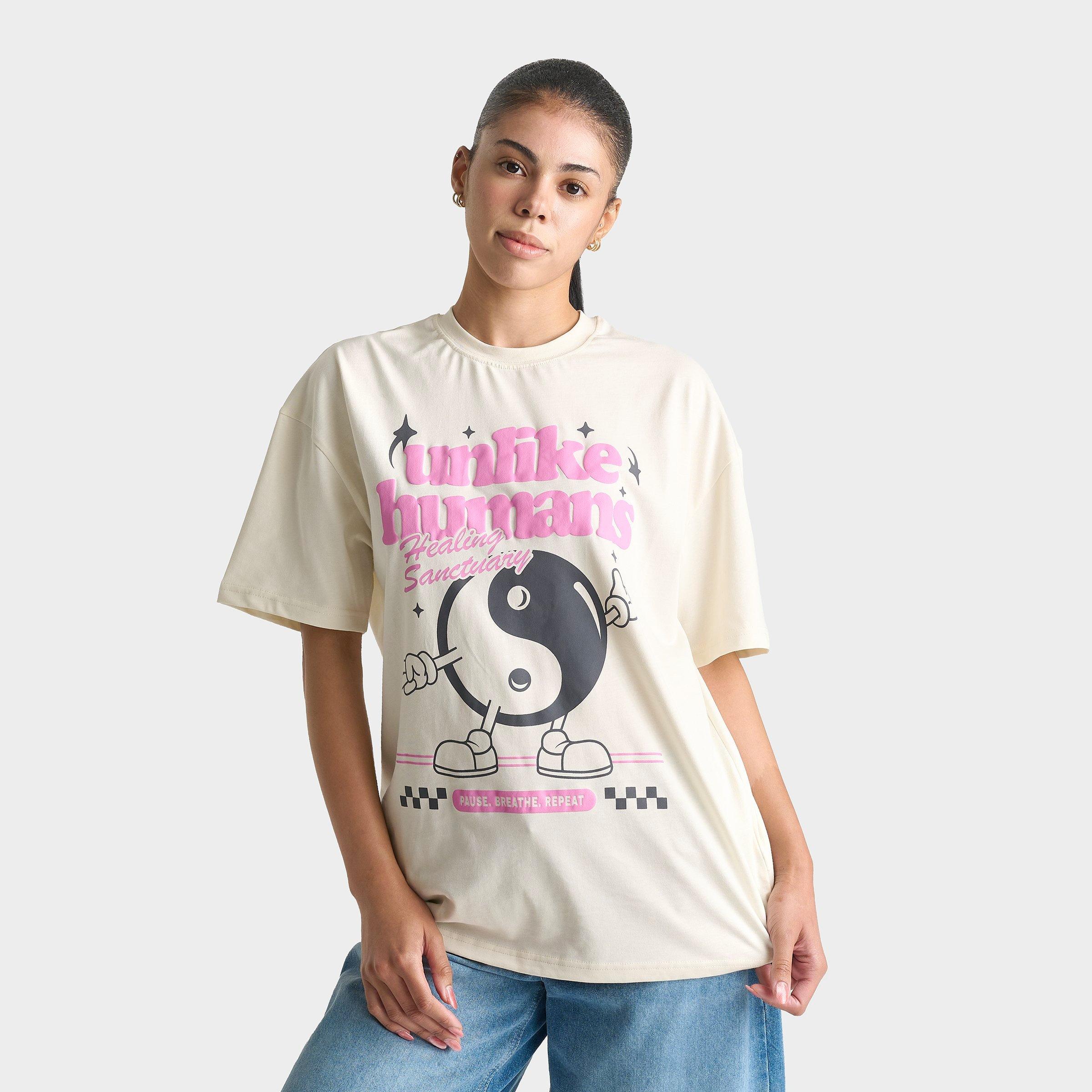 Unlike Humans Women's Yin Yang T-Shirt in Tofu Size: Small