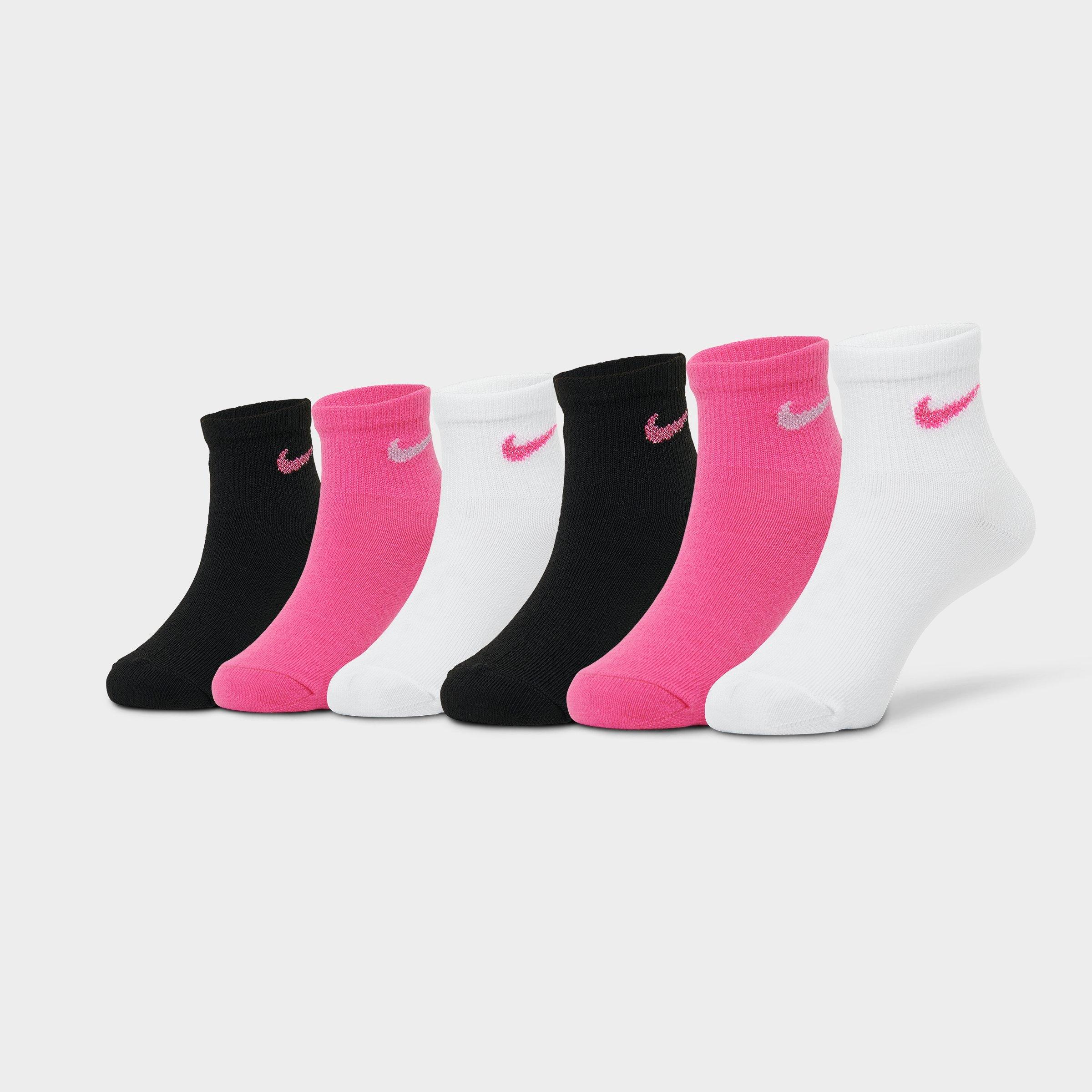 Nike Girls Toddler Metallic Swoosh Quarter Socks (6-Pack) Size: 5-7