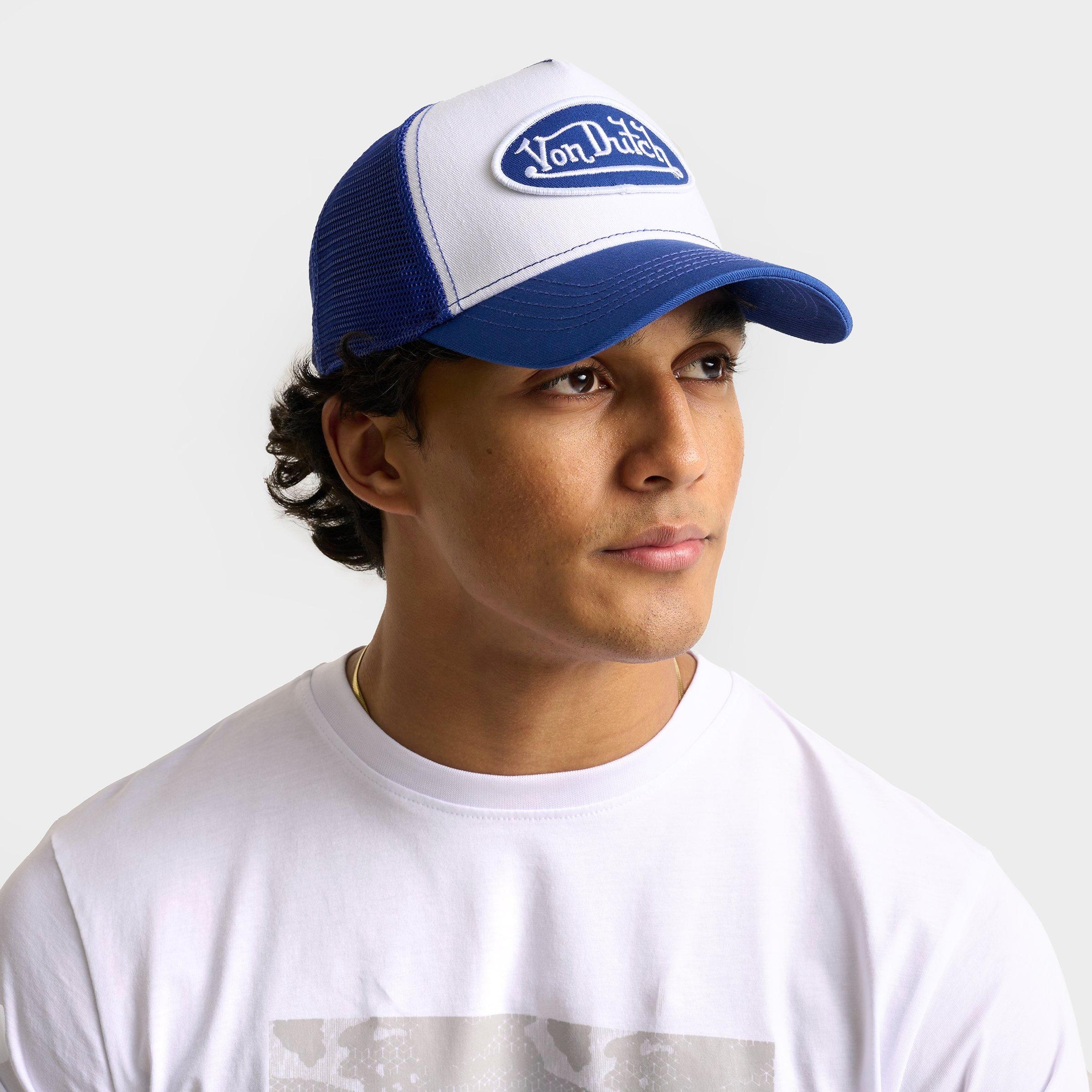 Von Dutch Staple Trucker Hat in White/Royal
