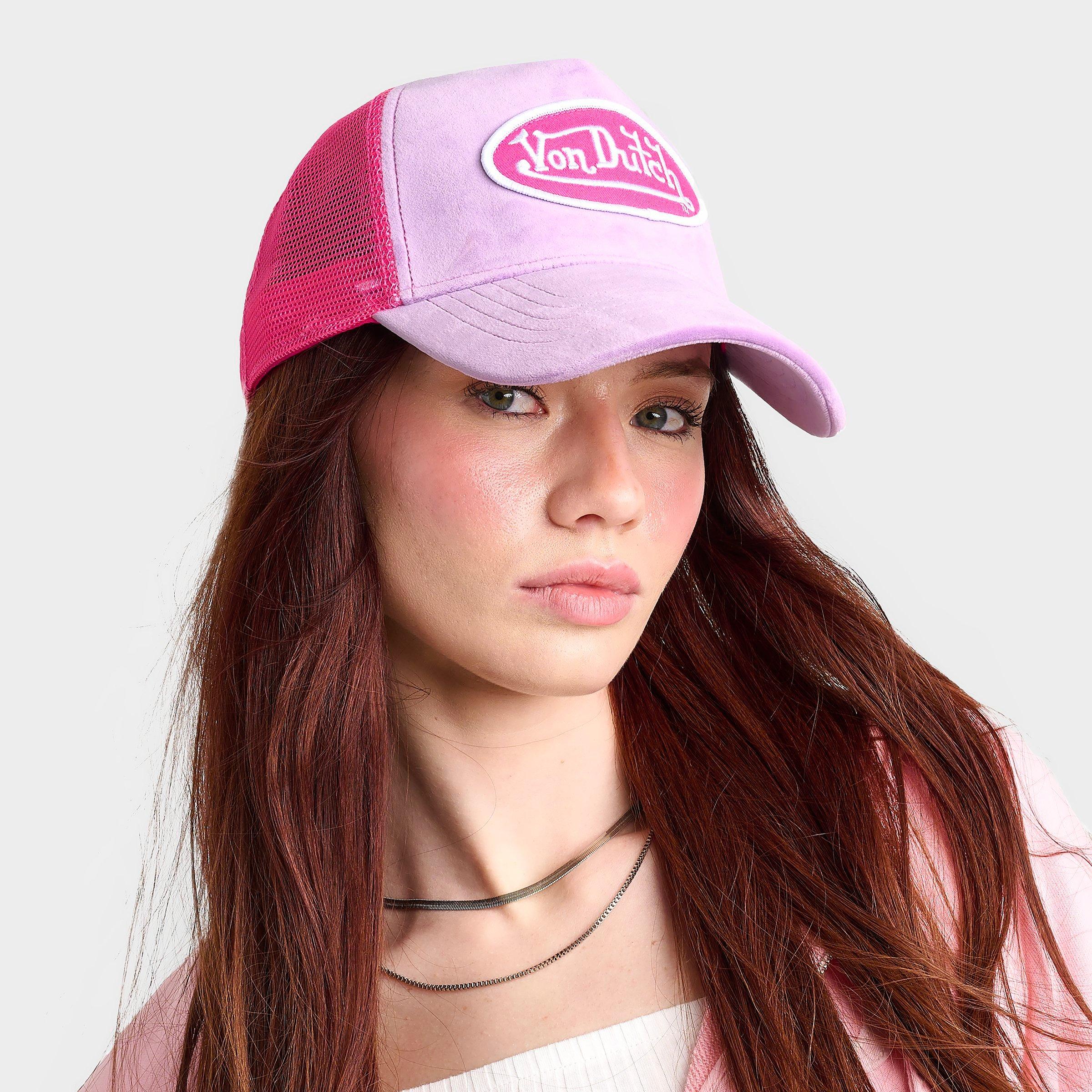 Von Dutch Velvet Trucker Hat in Pink/Purple