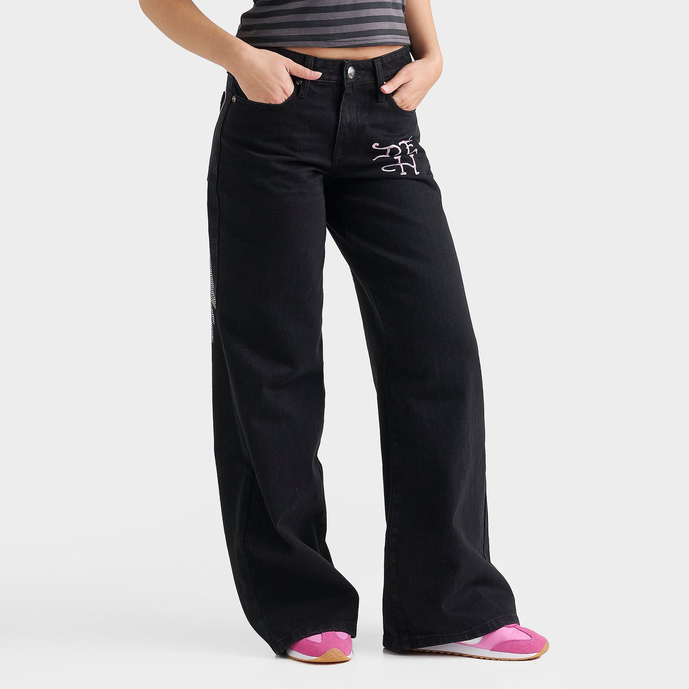 Ed Hardy Women's Rhinestone Angel Super Baggy Jeans in Black Size: 34