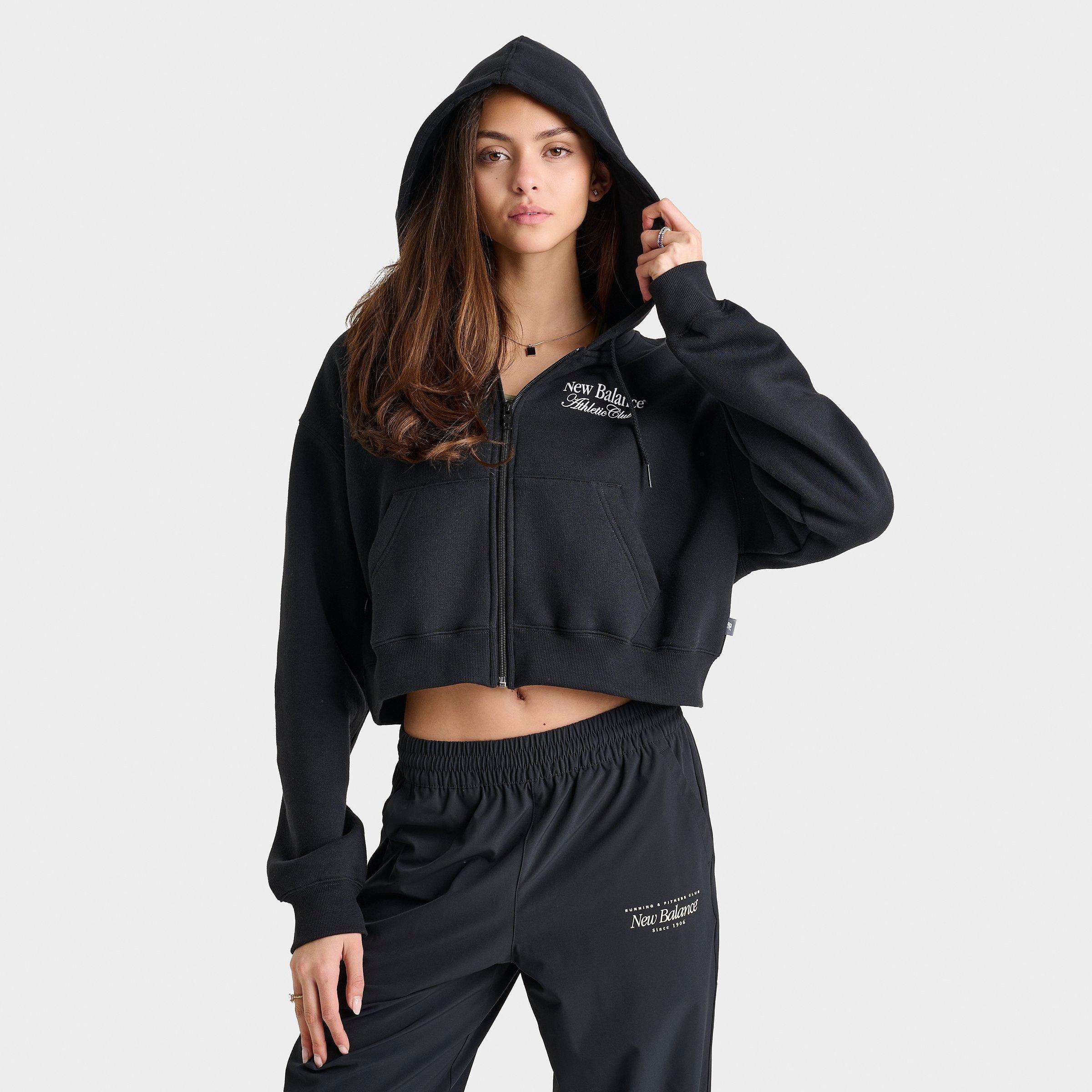 Women's New Balance Linear Cropped Full-Zip Hoodie