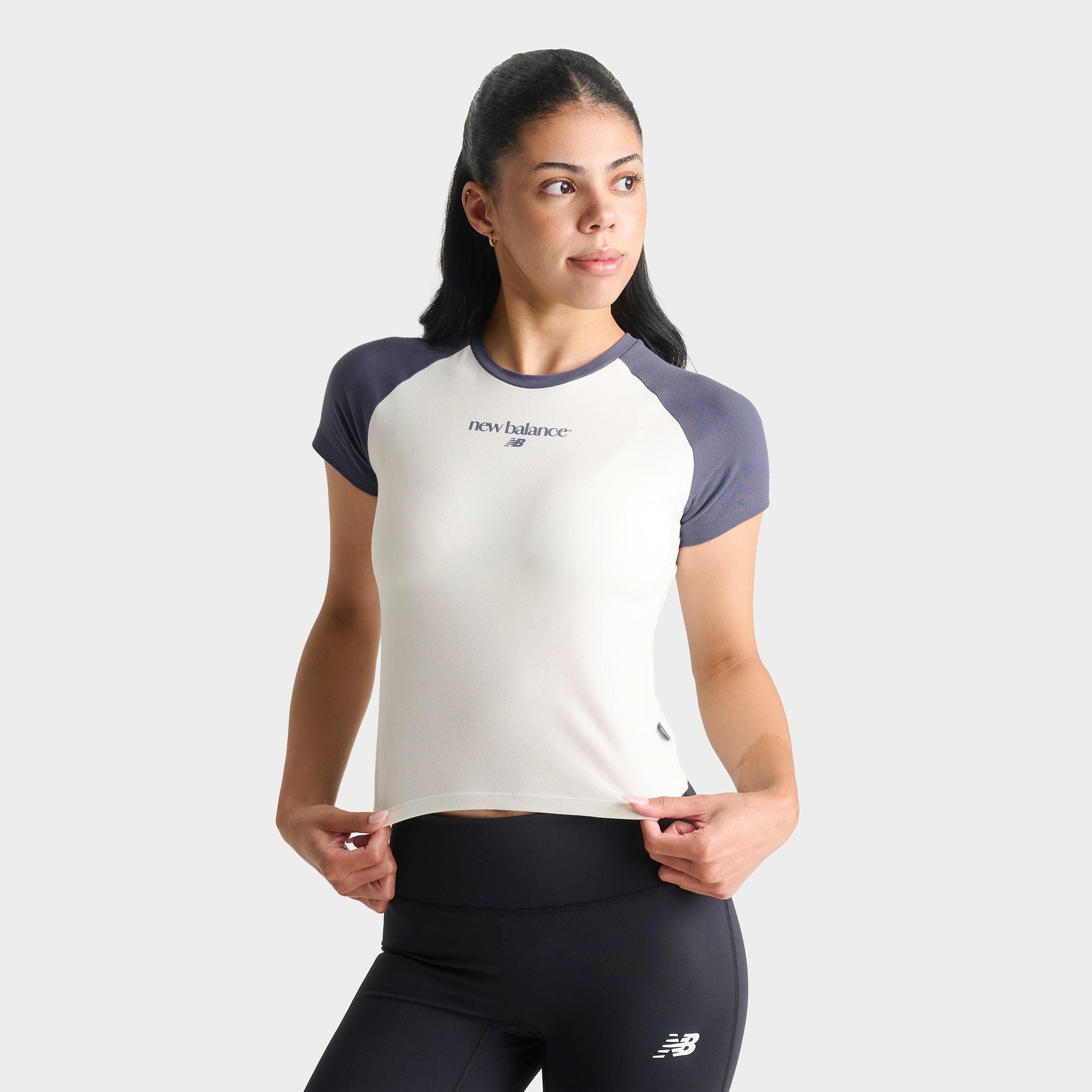 New Balance Women's Raglan Baby T-Shirt in Sea Salt Size: Large